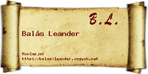 Balás Leander névjegykártya